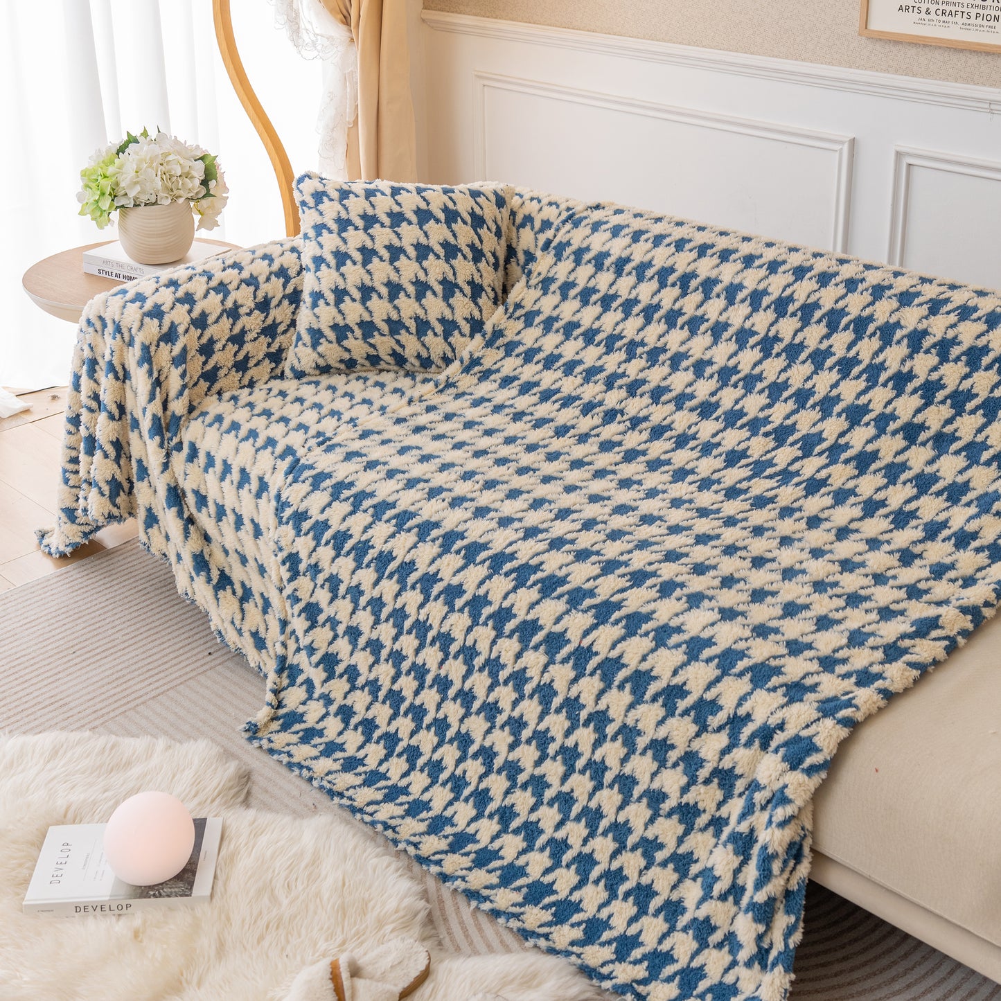 Luxury Plush Universal Couch Cover Blanket, Washable Couch Protector Houndstooth Sofa Covers