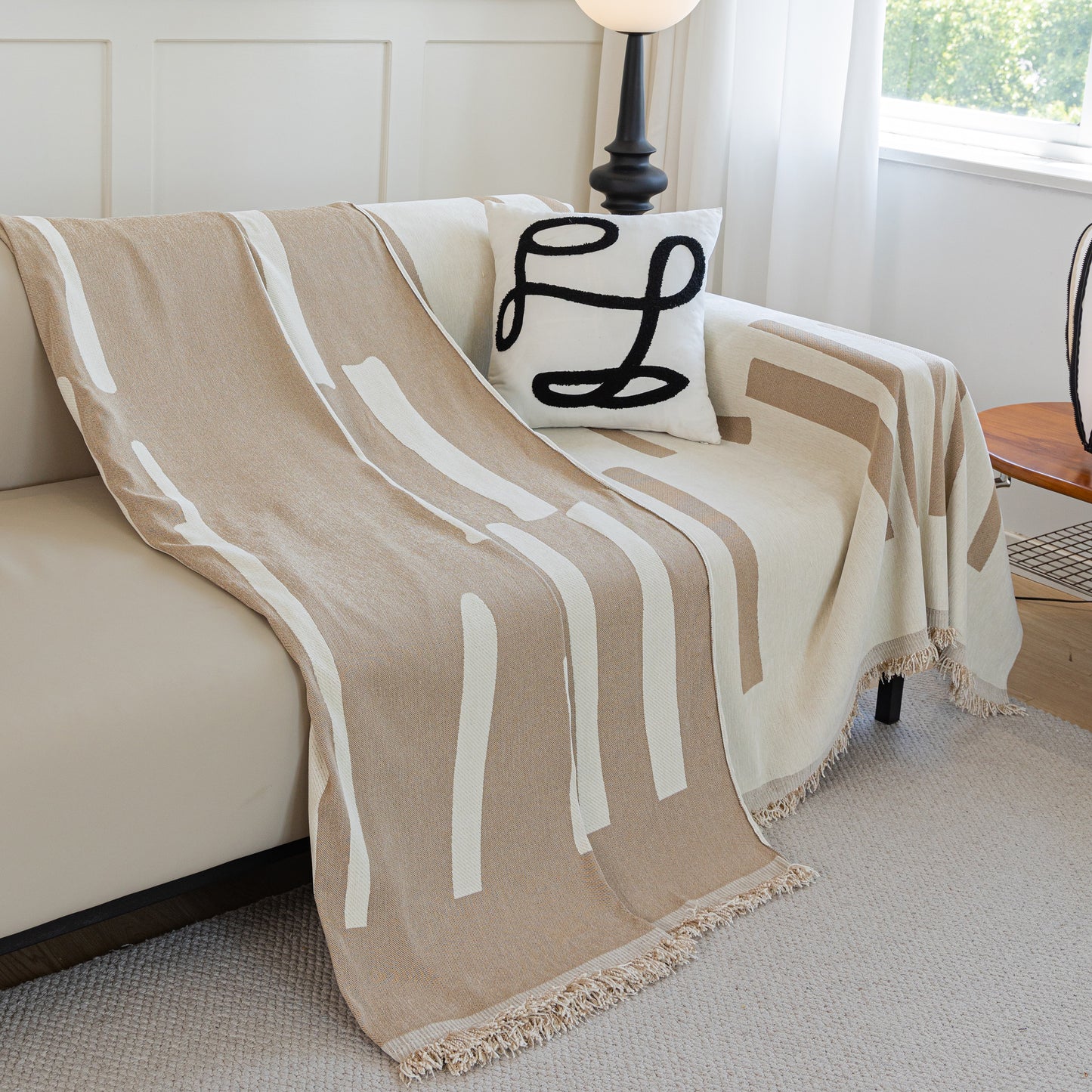 Soft Cozy Chenille Throw Cover for Couch with Tassel Accents, Dustproof Soft Throws for Sofa