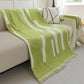 Soft Cozy Chenille Throw Cover for Couch with Tassel Accents, Dustproof Soft Throws for Sofa