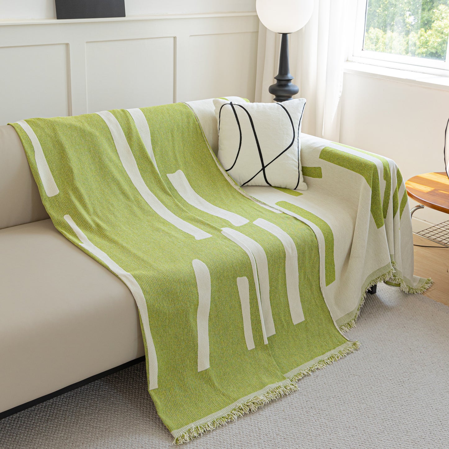 Soft Cozy Chenille Throw Cover for Couch with Tassel Accents, Dustproof Soft Throws for Sofa