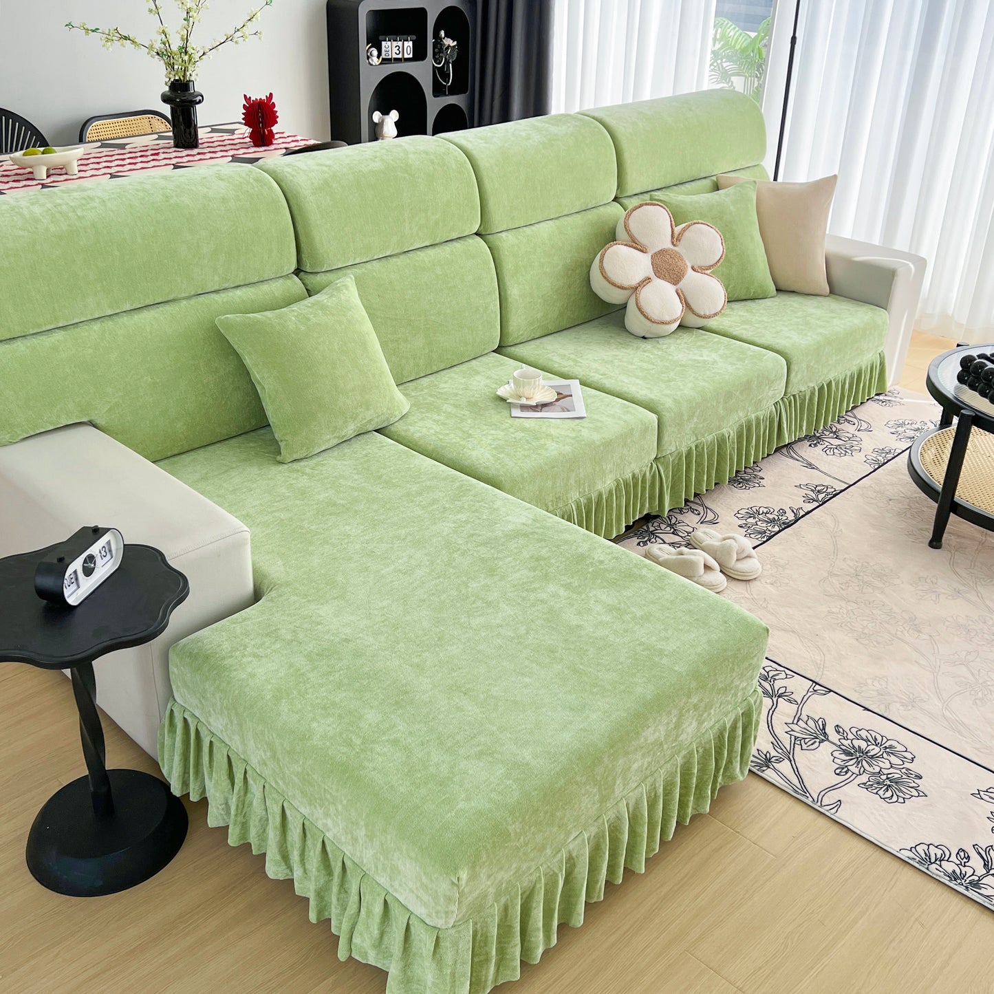 Universal Elastic Skirt Sofa Slipcover, Stretch Sofa Cushion Cover For Bedroom Office Living Room