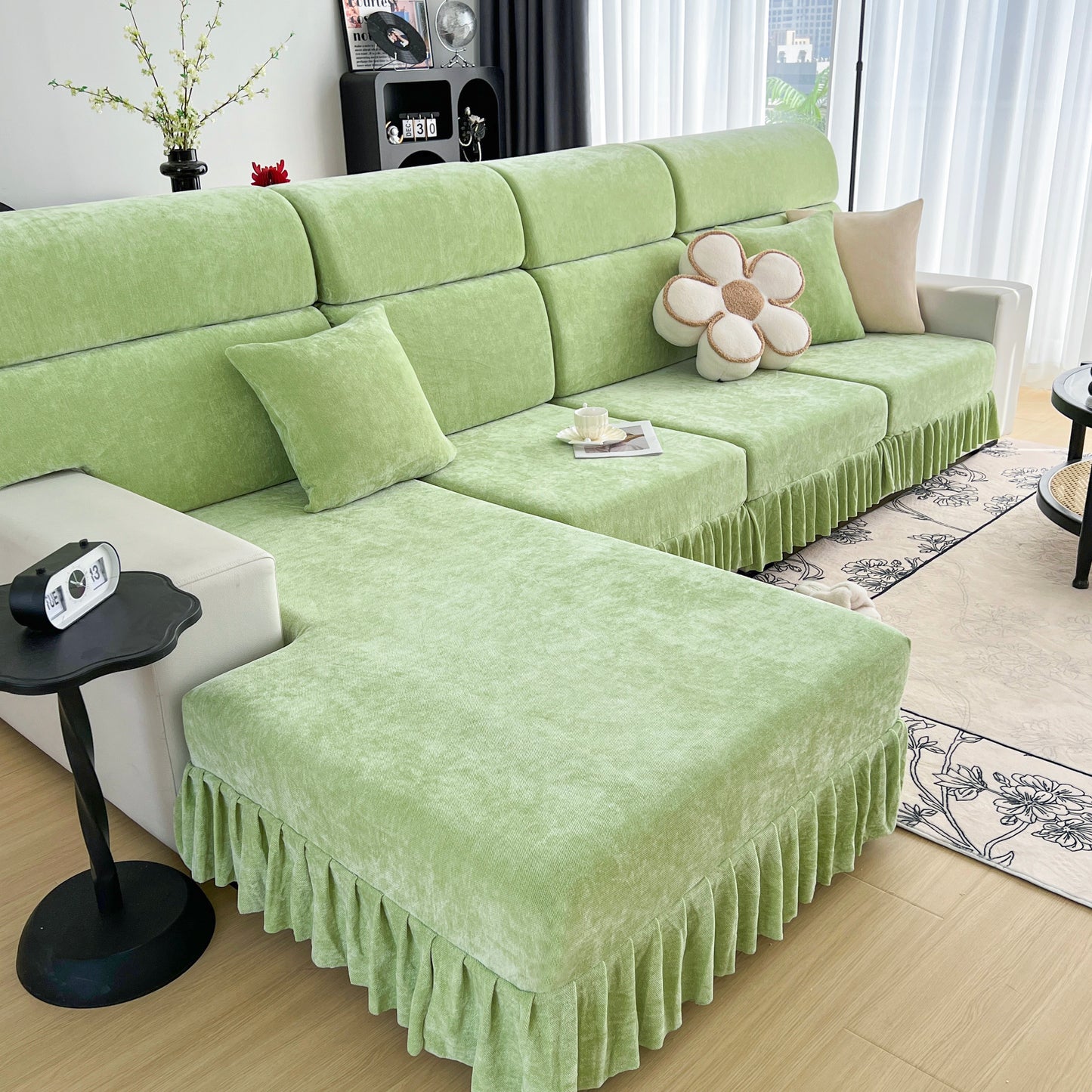 Universal Elastic Skirt Sofa Slipcover, Stretch Sofa Cushion Cover For Bedroom Office Living Room