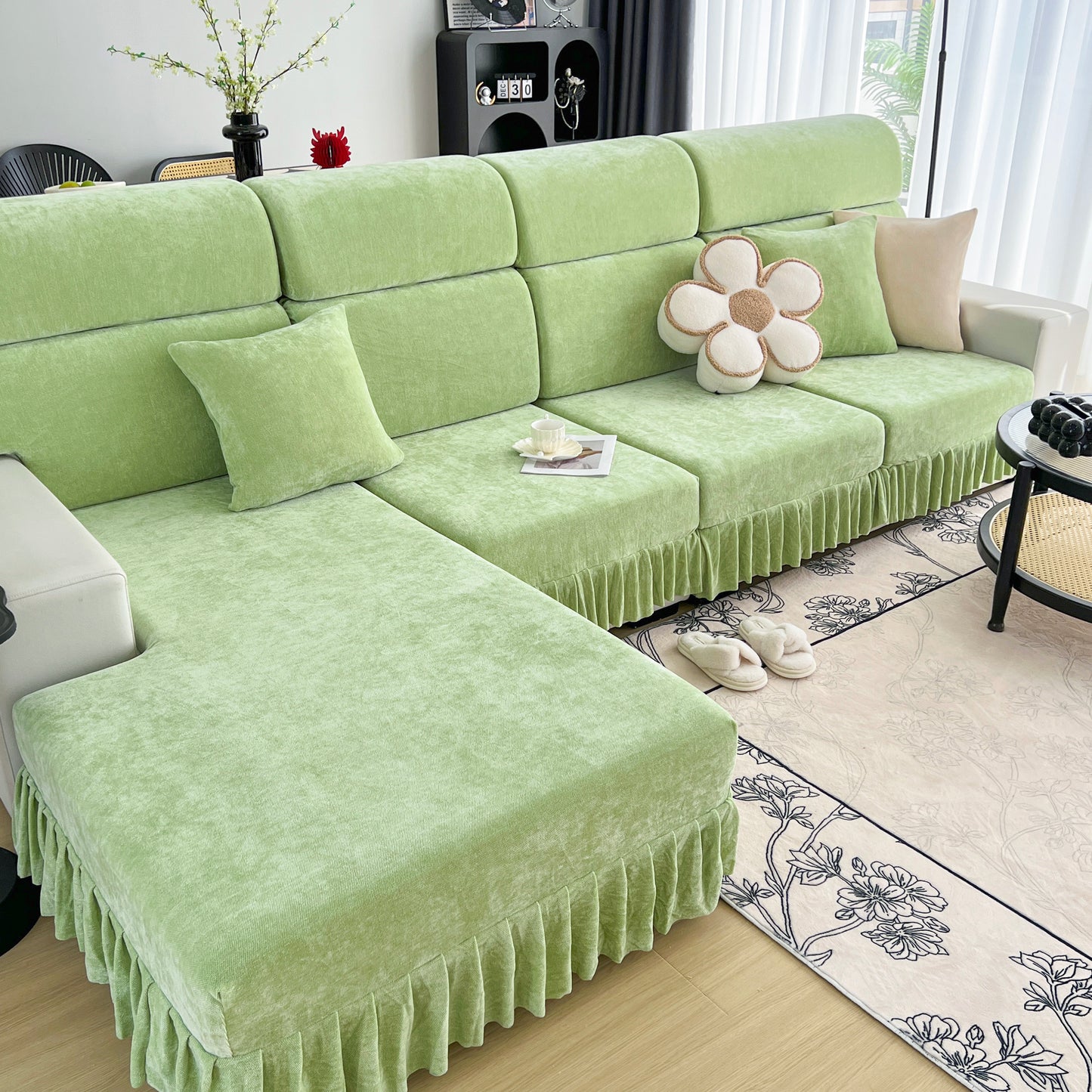 Universal Elastic Skirt Sofa Slipcover, Stretch Sofa Cushion Cover For Bedroom Office Living Room