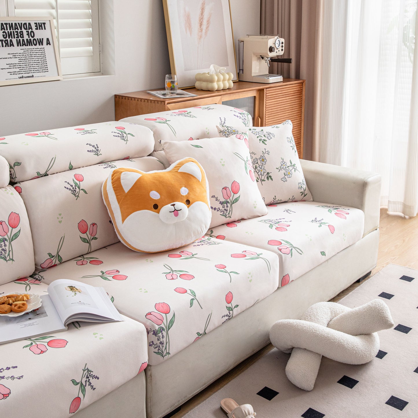 Cartoon Printing Elastic Seat Cushion Cover 1/2/3/4 Seater Sofa Cover Back Cushion Cover For Living Room