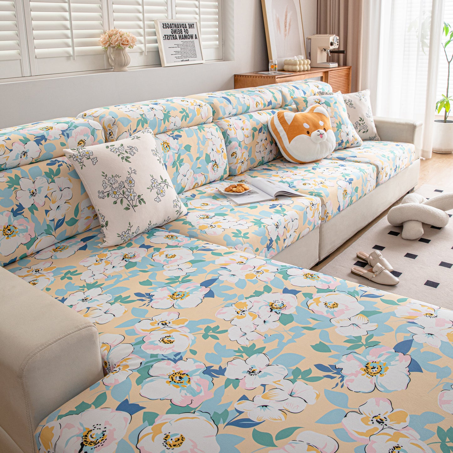 Cartoon Printing Elastic Seat Cushion Cover 1/2/3/4 Seater Sofa Cover Back Cushion Cover For Living Room