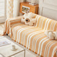 Chenille Vertical Stripe Jacquard Throw Sofa Cover, Soft Thick Machine Washable Couch Cover Blanket