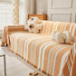 Chenille Vertical Stripe Jacquard Throw Sofa Cover, Soft Thick Machine Washable Couch Cover Blanket