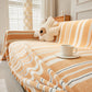 Chenille Vertical Stripe Jacquard Throw Sofa Cover, Soft Thick Machine Washable Couch Cover Blanket