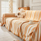 Chenille Vertical Stripe Jacquard Throw Sofa Cover, Soft Thick Machine Washable Couch Cover Blanket