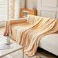 Chenille Vertical Stripe Jacquard Throw Sofa Cover, Soft Thick Machine Washable Couch Cover Blanket