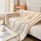 Chenille Vertical Stripe Jacquard Throw Sofa Cover, Soft Thick Machine Washable Couch Cover Blanket