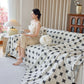 Geometric Jacquard Plush Warm Sofa Couch Cover Coral Fleece Throw Blanket for Couch