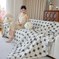 Geometric Jacquard Plush Warm Sofa Couch Cover Coral Fleece Throw Blanket for Couch