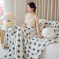 Geometric Jacquard Plush Warm Sofa Couch Cover Coral Fleece Throw Blanket for Couch