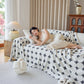 Geometric Jacquard Plush Warm Sofa Couch Cover Coral Fleece Throw Blanket for Couch