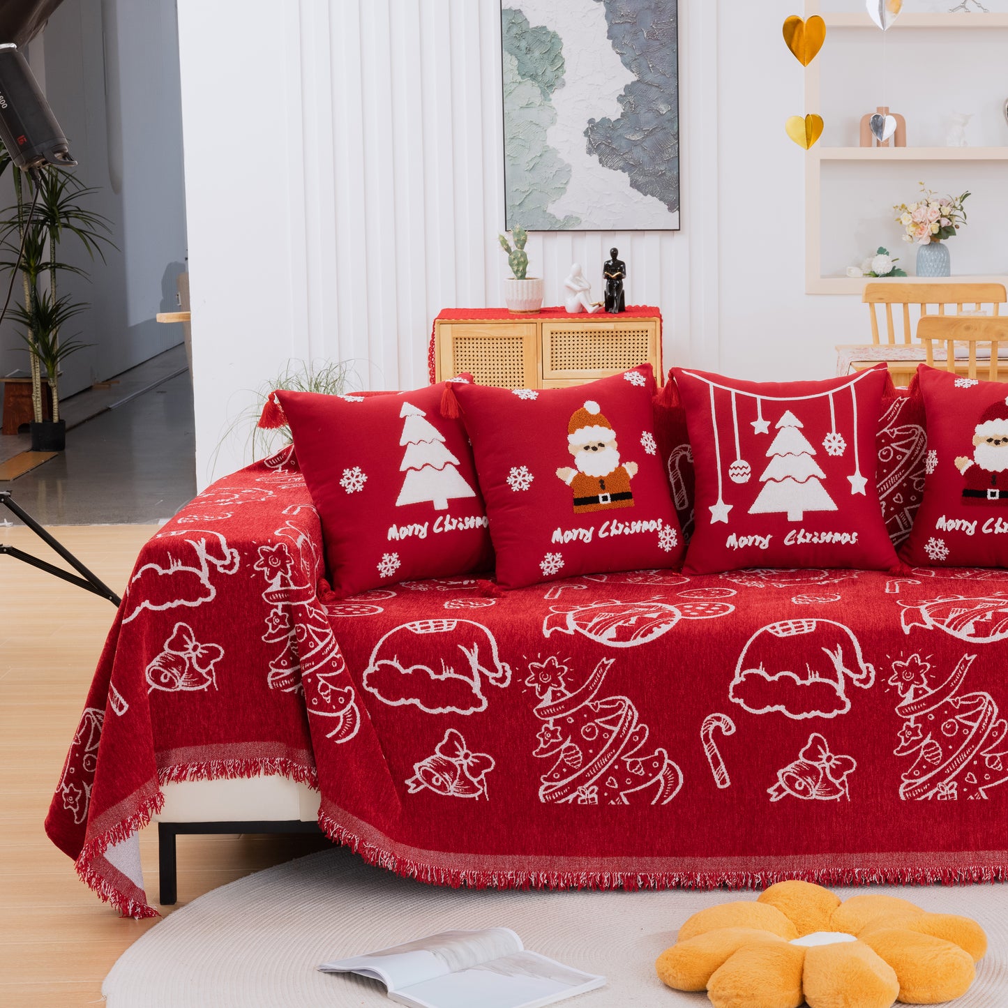 Merry Christmas Soft Sofa Cover, Chenille Sofa Cover Throw , Couch Cover Blanket Throws for Couches