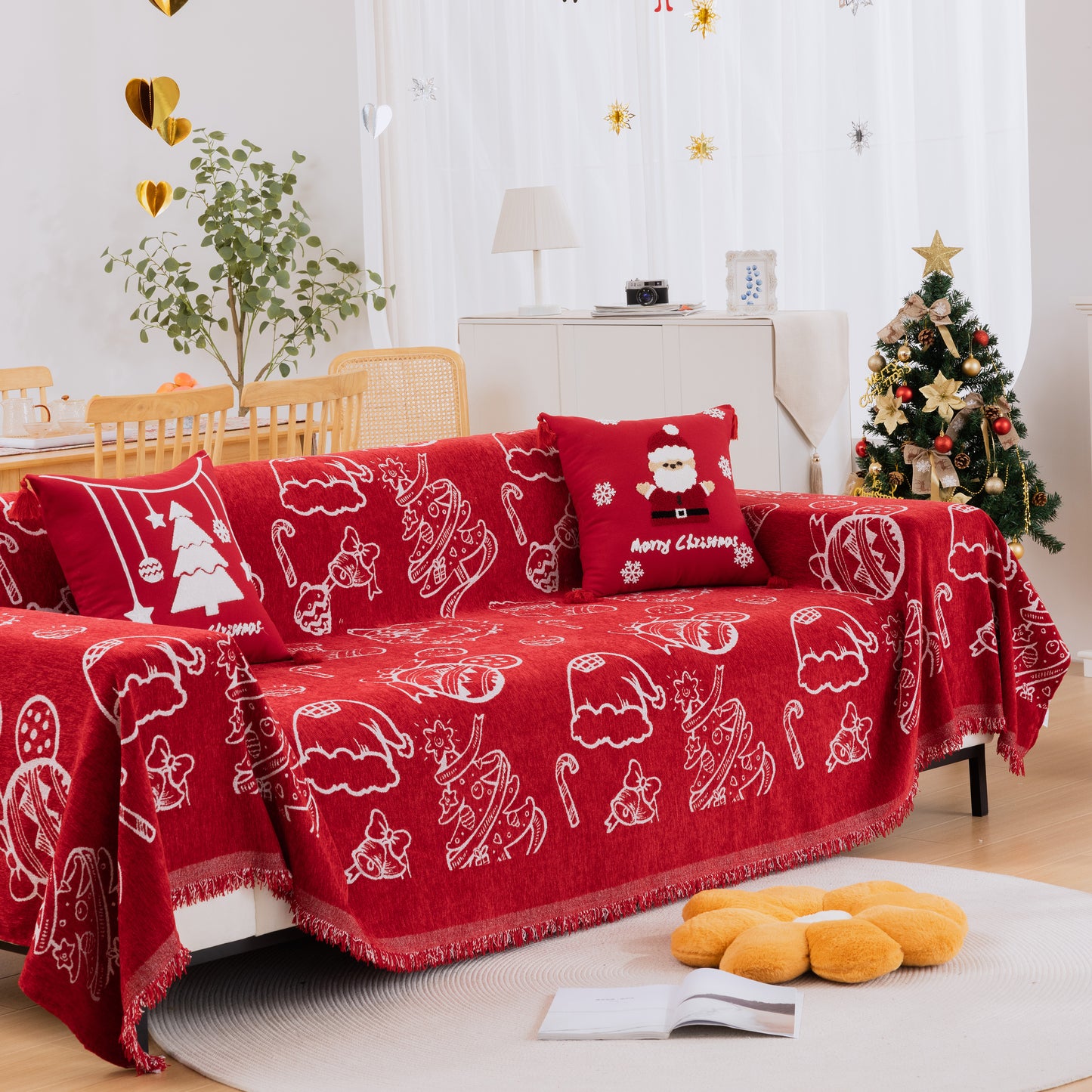 Merry Christmas Soft Sofa Cover, Chenille Sofa Cover Throw , Couch Cover Blanket Throws for Couches