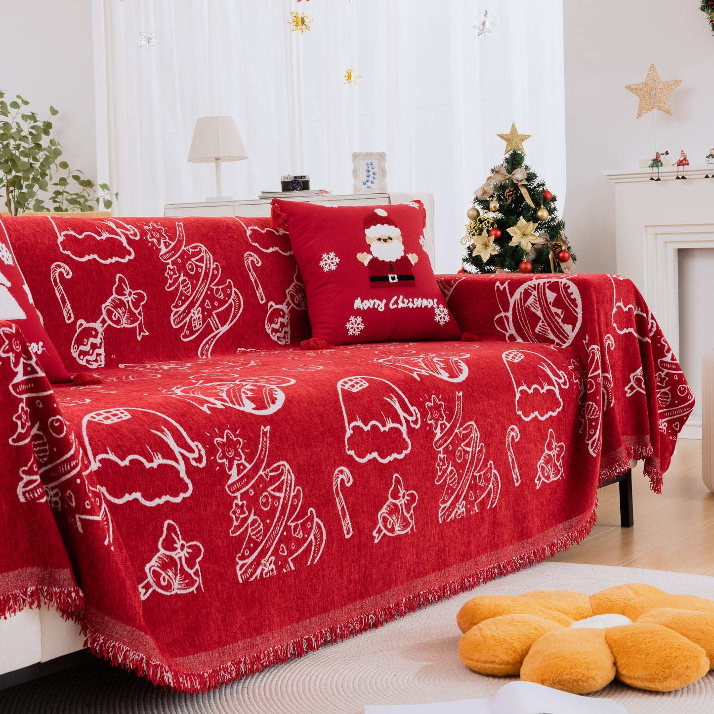 Merry Christmas Soft Sofa Cover, Chenille Sofa Cover Throw , Couch Cover Blanket Throws for Couches