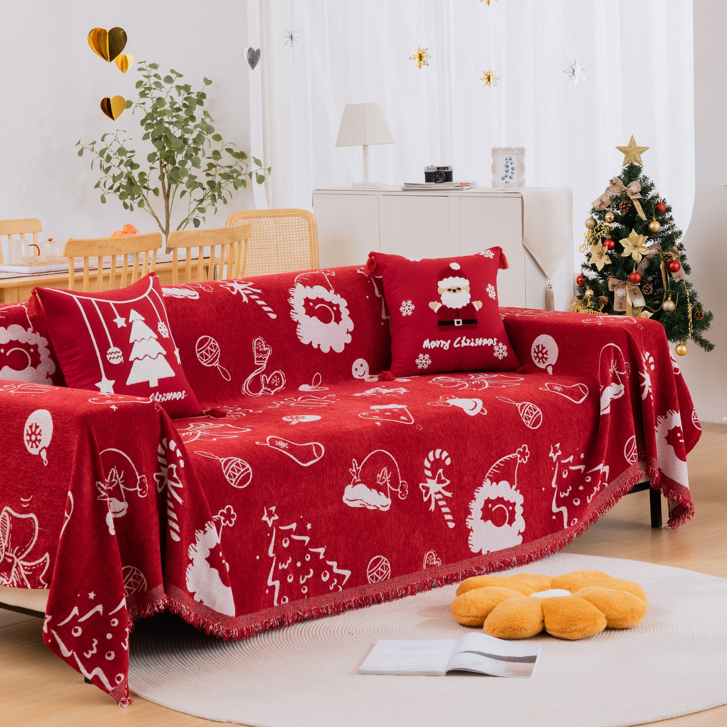 Merry Christmas Soft Sofa Cover, Chenille Sofa Cover Throw , Couch Cover Blanket Throws for Couches