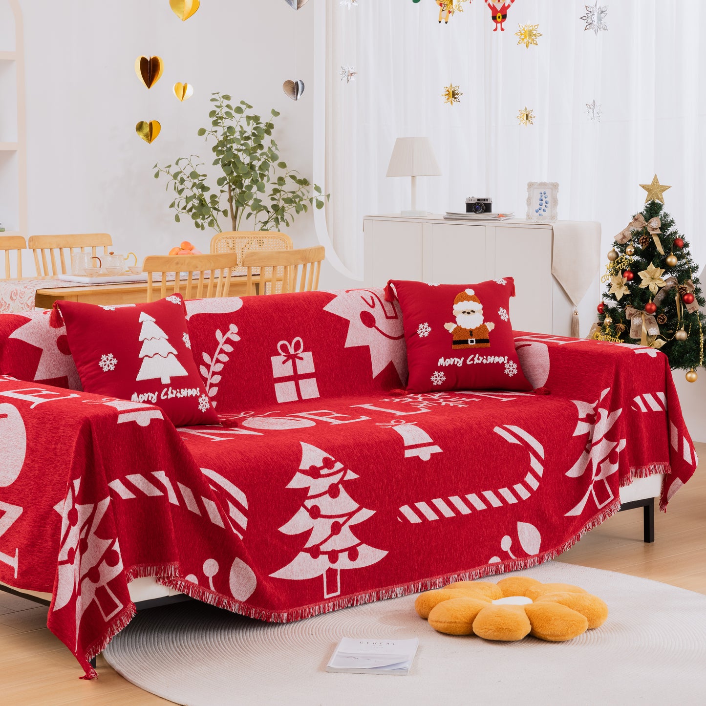 Merry Christmas Soft Sofa Cover, Chenille Sofa Cover Throw , Couch Cover Blanket Throws for Couches