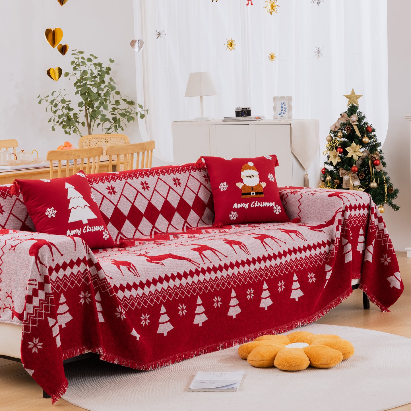 Merry Christmas Soft Sofa Cover, Chenille Sofa Cover Throw , Couch Cover Blanket Throws for Couches