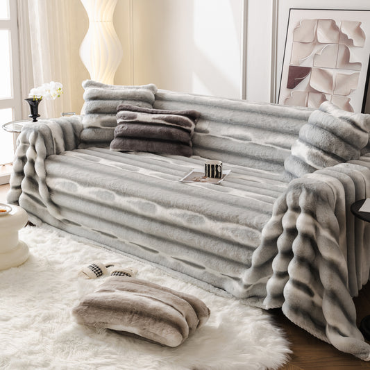 Extra Large Faux Fur Gradient Couch Cover Blanket: Plush, Fluffy, Warmth, Perfect Throw on the Sofa