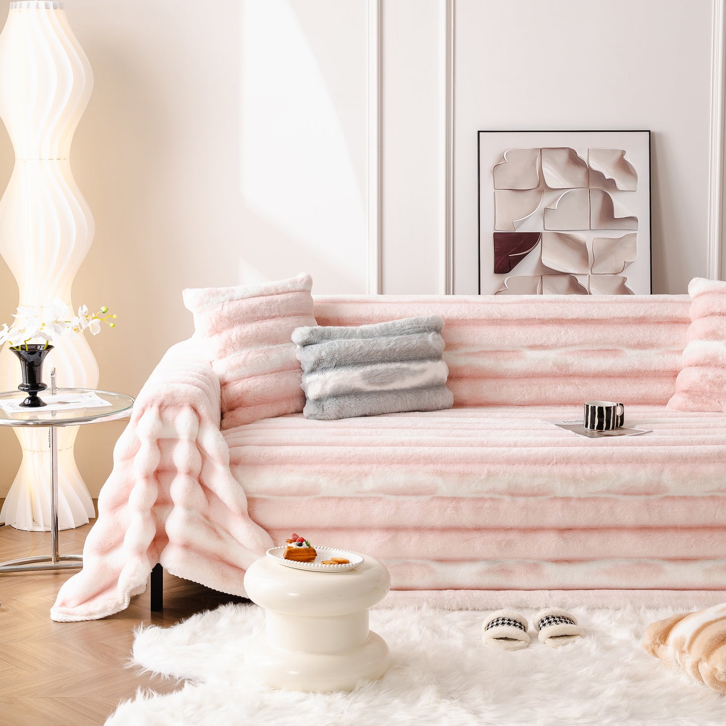 Extra Large Faux Fur Gradient Couch Cover Blanket: Plush, Fluffy, Warmth, Perfect Throw on the Sofa