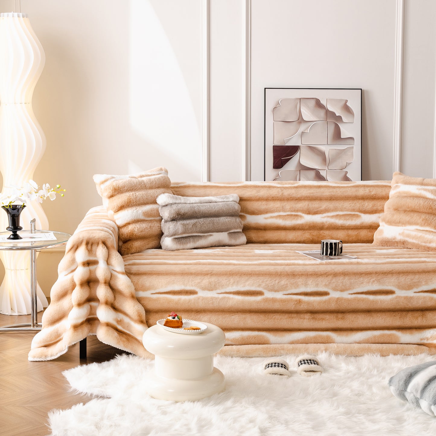 Extra Large Faux Fur Gradient Couch Cover Blanket: Plush, Fluffy, Warmth, Perfect Throw on the Sofa