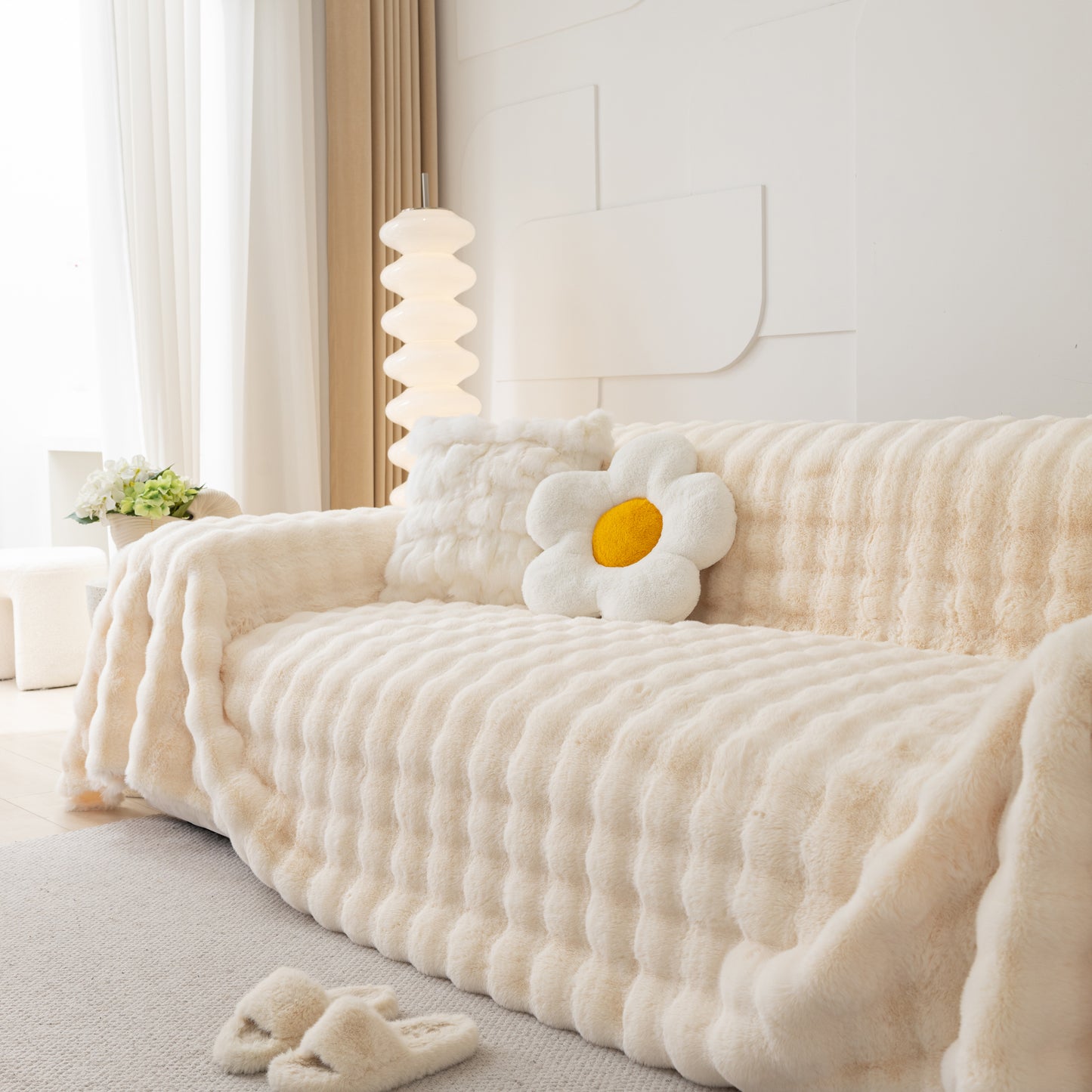 Faux Rabbit Fur Throws for Sofas, Stylish Throw Blankets for Couch and Couch Throw Cover