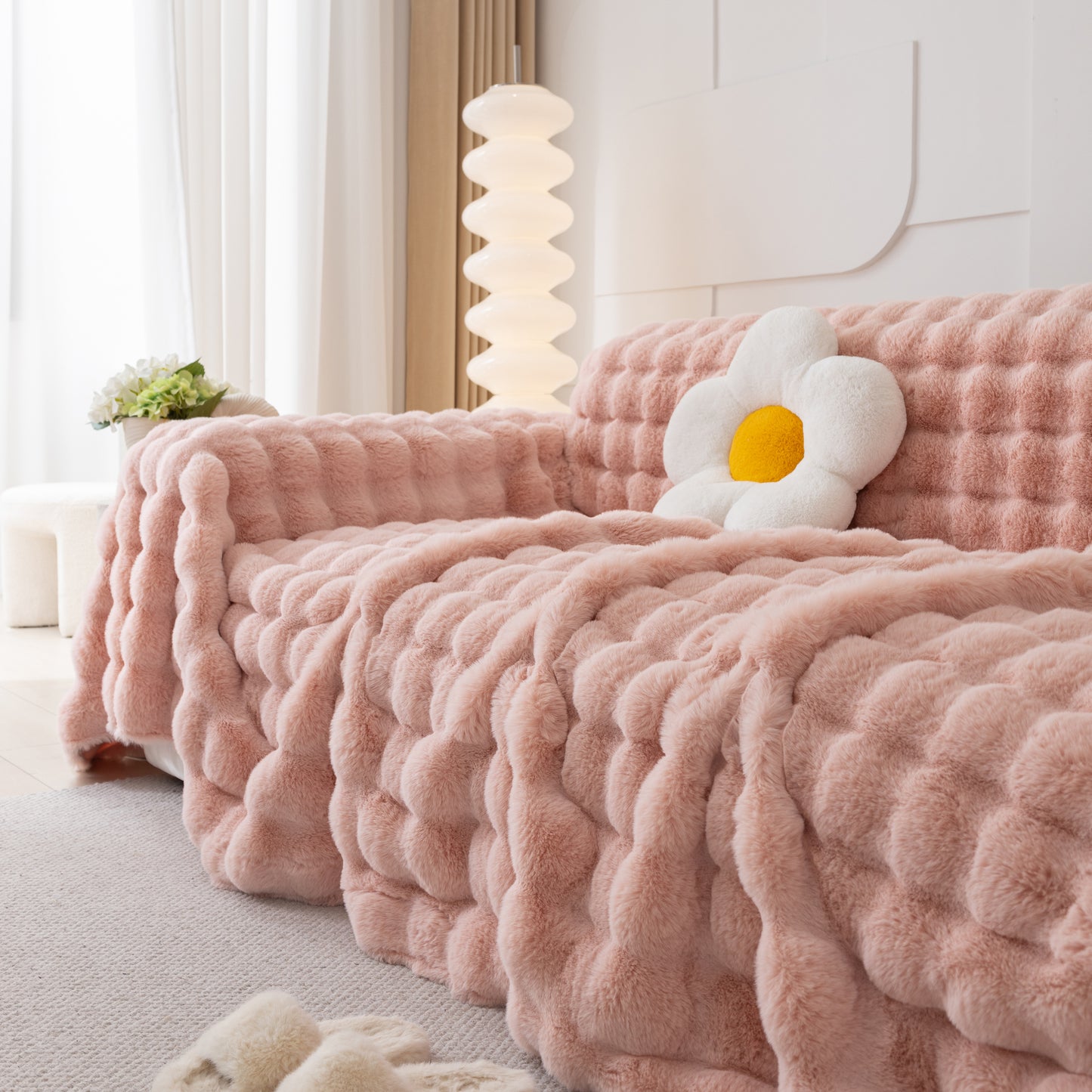 Faux Rabbit Fur Throws for Sofas, Stylish Throw Blankets for Couch and Couch Throw Cover