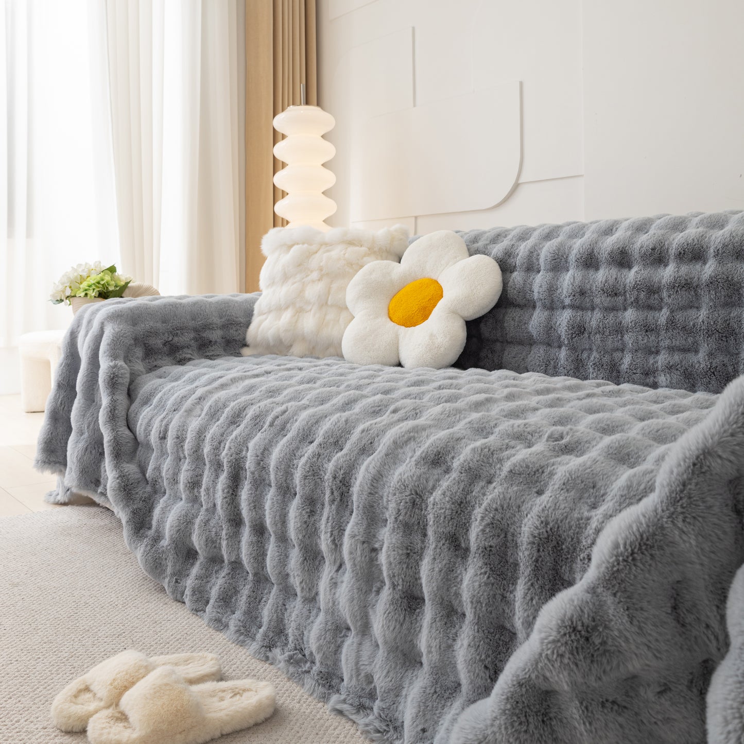 Faux Rabbit Fur Throws for Sofas, Stylish Throw Blankets for Couch and Couch Throw Cover