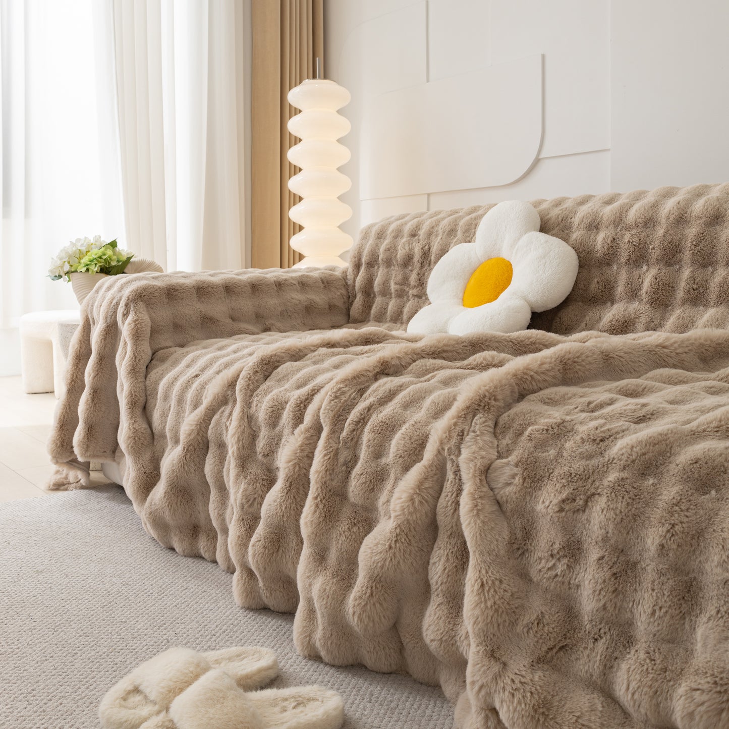 Faux Rabbit Fur Throws for Sofas, Stylish Throw Blankets for Couch and Couch Throw Cover