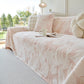 Plush Faux Rabbit Fur Warm Sofa Cover with Waves Jacquard Textured Throw Blankets for Couch