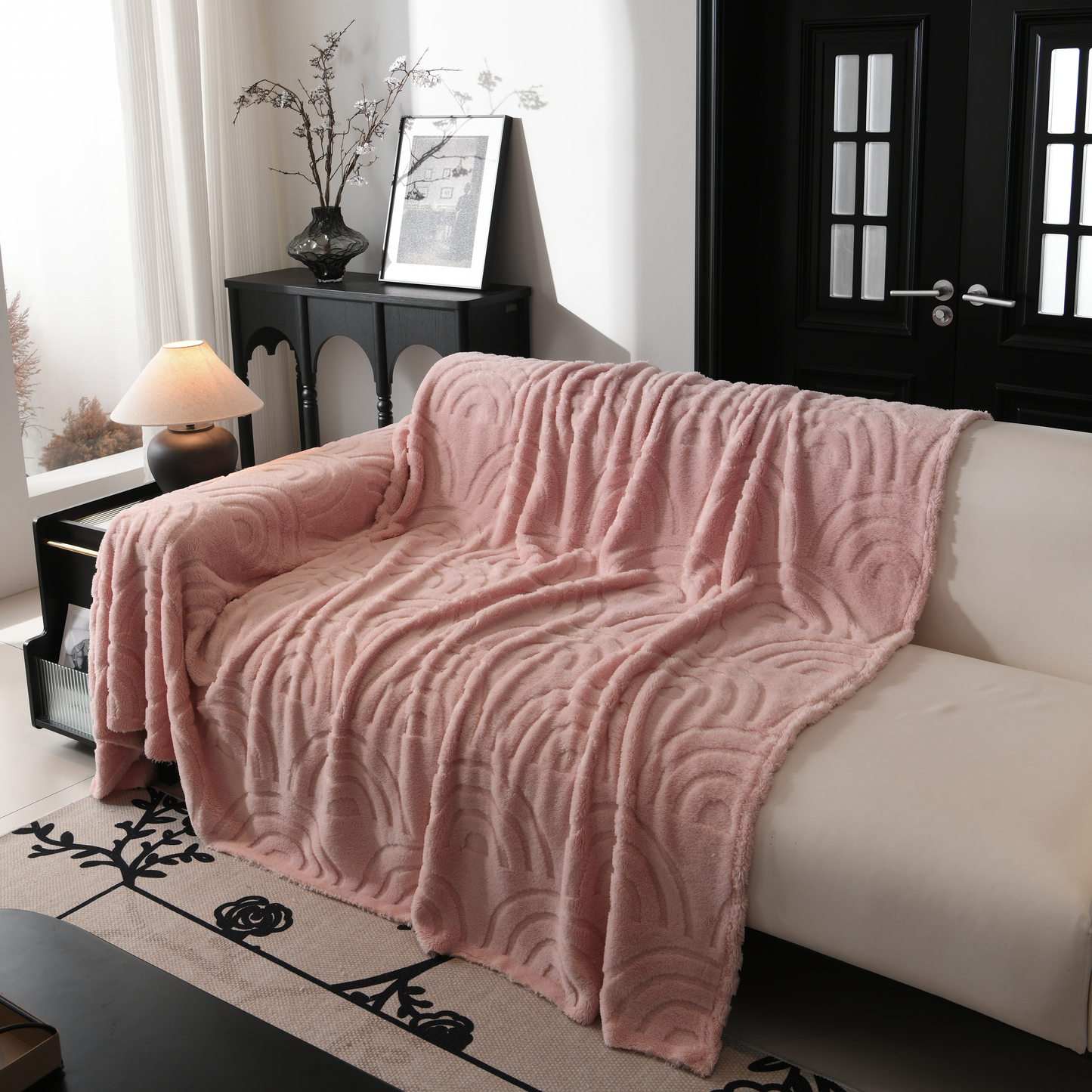 Plush Warm Decor Couch Cover Soft Jacquard Fleece Throw Blankets for Bed Couch Sofa Chair