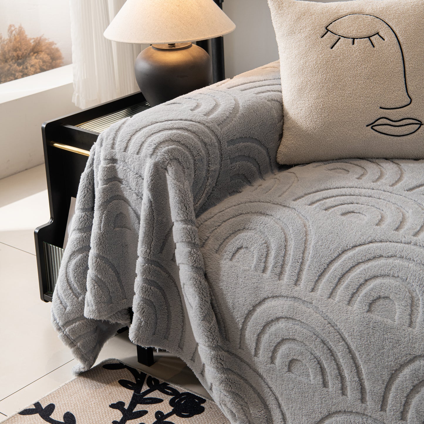 Plush Warm Decor Couch Cover Soft Jacquard Fleece Throw Blankets for Bed Couch Sofa Chair