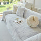 Plush Faux Rabbit Fur Warm Sofa Cover with Waves Jacquard Textured Throw Blankets for Couch