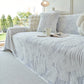 Plush Faux Rabbit Fur Warm Sofa Cover with Waves Jacquard Textured Throw Blankets for Couch