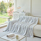 Plush Faux Rabbit Fur Warm Sofa Cover with Waves Jacquard Textured Throw Blankets for Couch