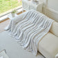 Plush Faux Rabbit Fur Warm Sofa Cover with Waves Jacquard Textured Throw Blankets for Couch