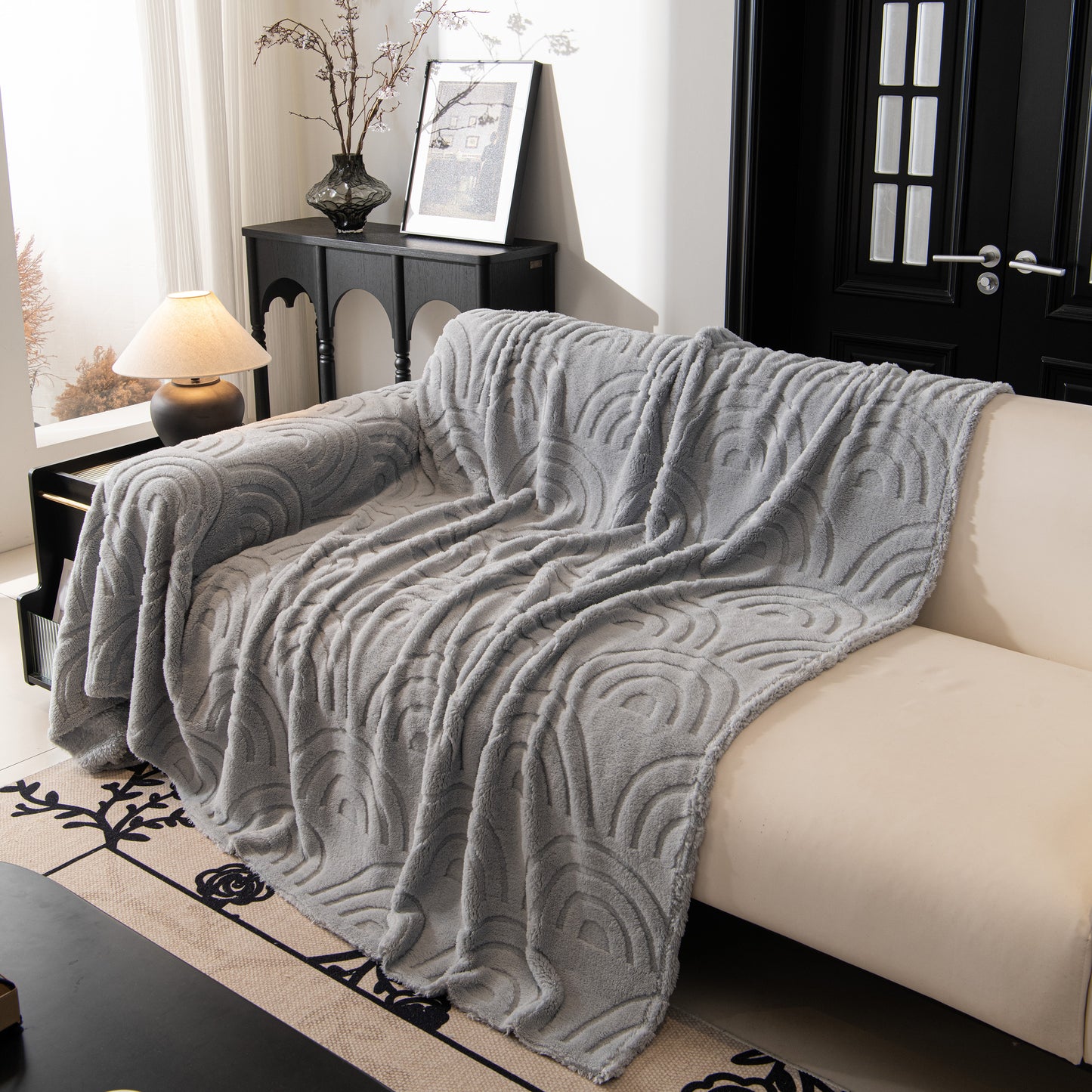 Plush Warm Decor Couch Cover Soft Jacquard Fleece Throw Blankets for Bed Couch Sofa Chair