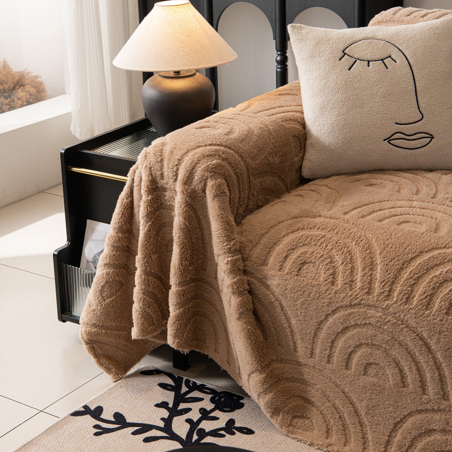 Plush Warm Decor Couch Cover Soft Jacquard Fleece Throw Blankets for Bed Couch Sofa Chair