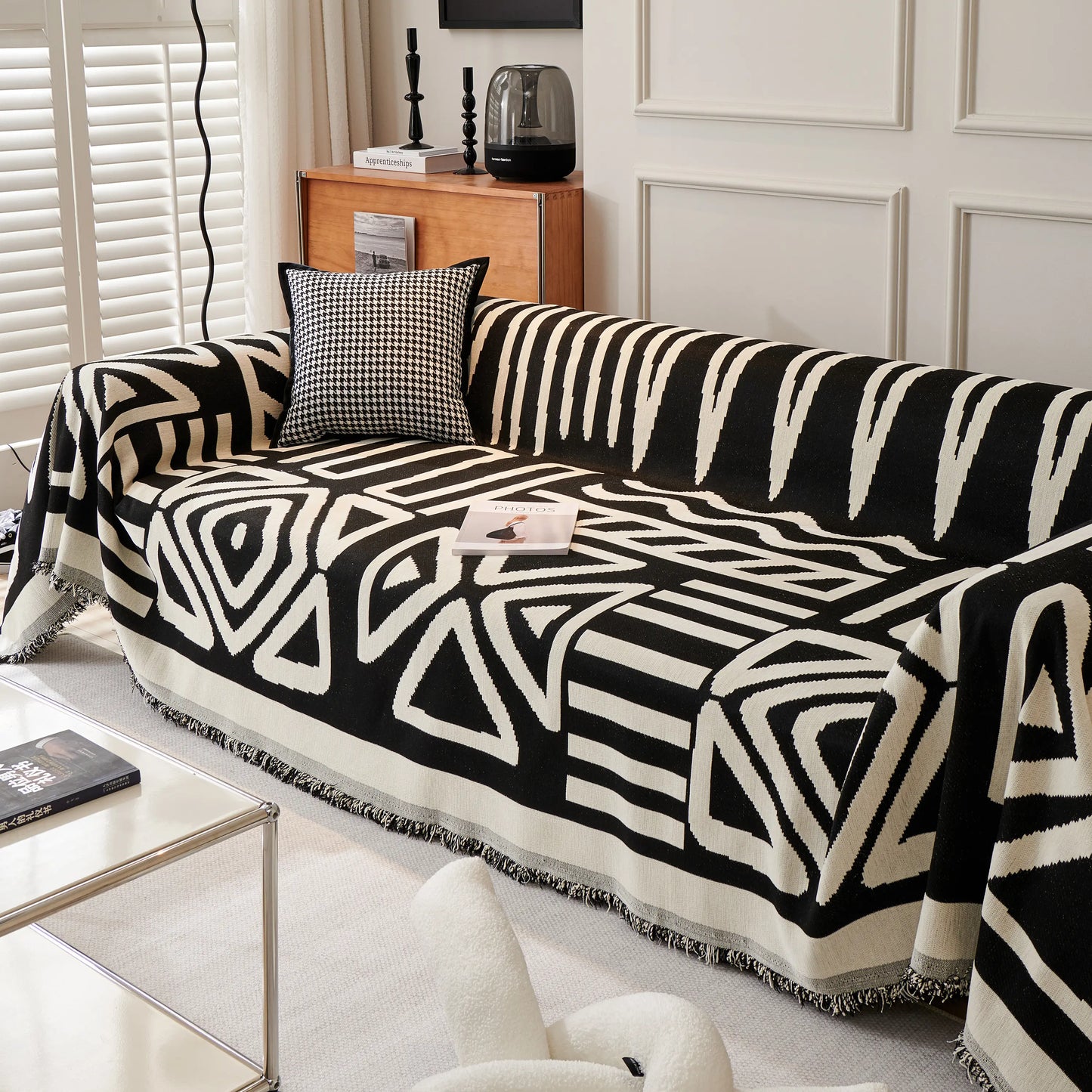 Chenille Geometric Sofa Cover Blanket, Sofa Towel Cover for Couches Living Room Furniture Throw Covers