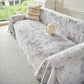 Plush Faux Rabbit Fur Warm Sofa Cover with Waves Jacquard Textured Throw Blankets for Couch