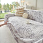 Plush Faux Rabbit Fur Warm Sofa Cover with Waves Jacquard Textured Throw Blankets for Couch