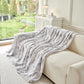 Plush Faux Rabbit Fur Warm Sofa Cover with Waves Jacquard Textured Throw Blankets for Couch