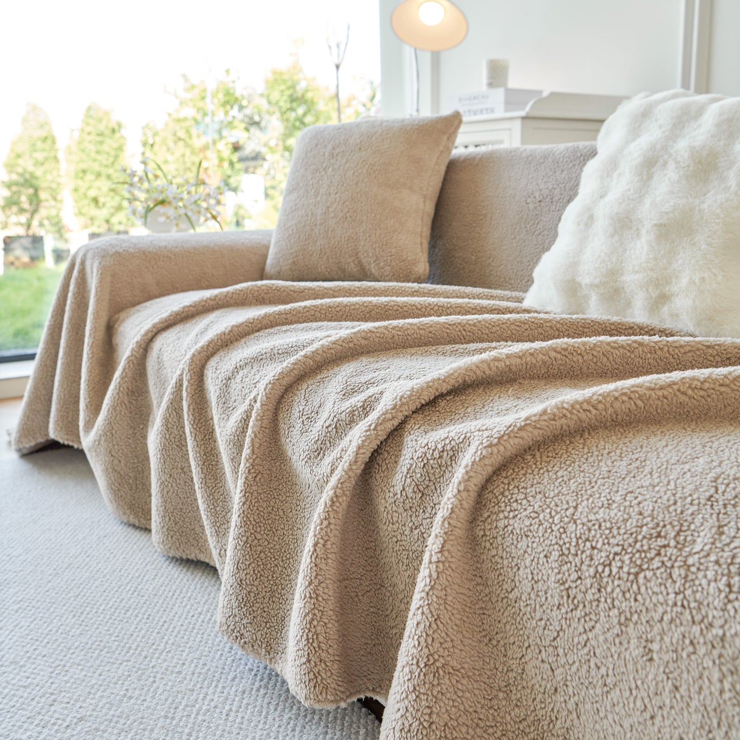 Thick Lamb Fleece Sofa Protector Cover Stylish Durable Slipcovers for Couches and Chairs