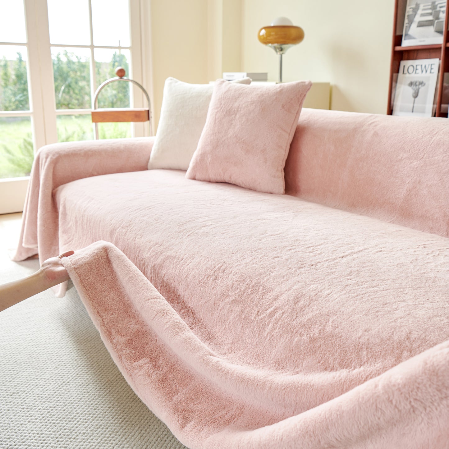 Faux Rabbit Fur Smooth Plush Comfy Couch Covers, Soft Thicked Durable Blankets and Throws for Sofas