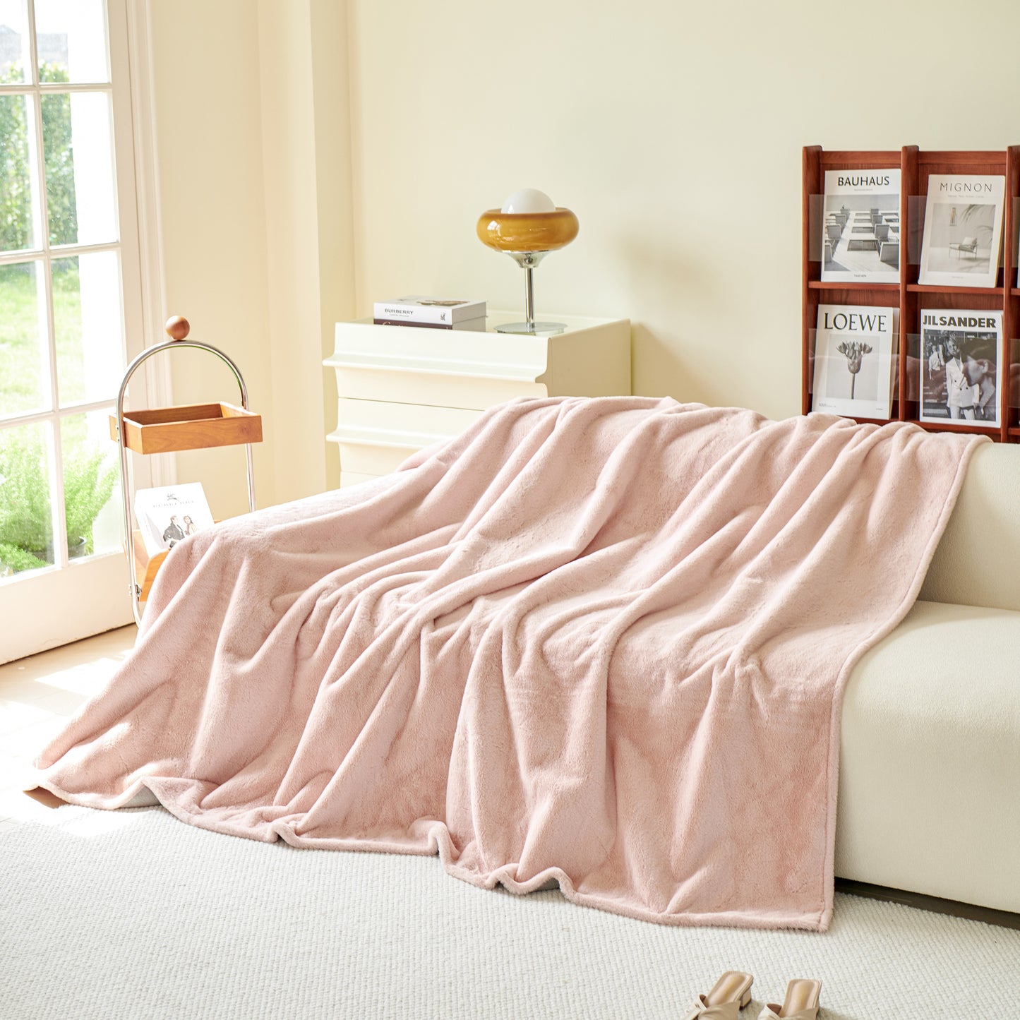 Faux Rabbit Fur Smooth Plush Comfy Couch Covers, Soft Thicked Durable Blankets and Throws for Sofas