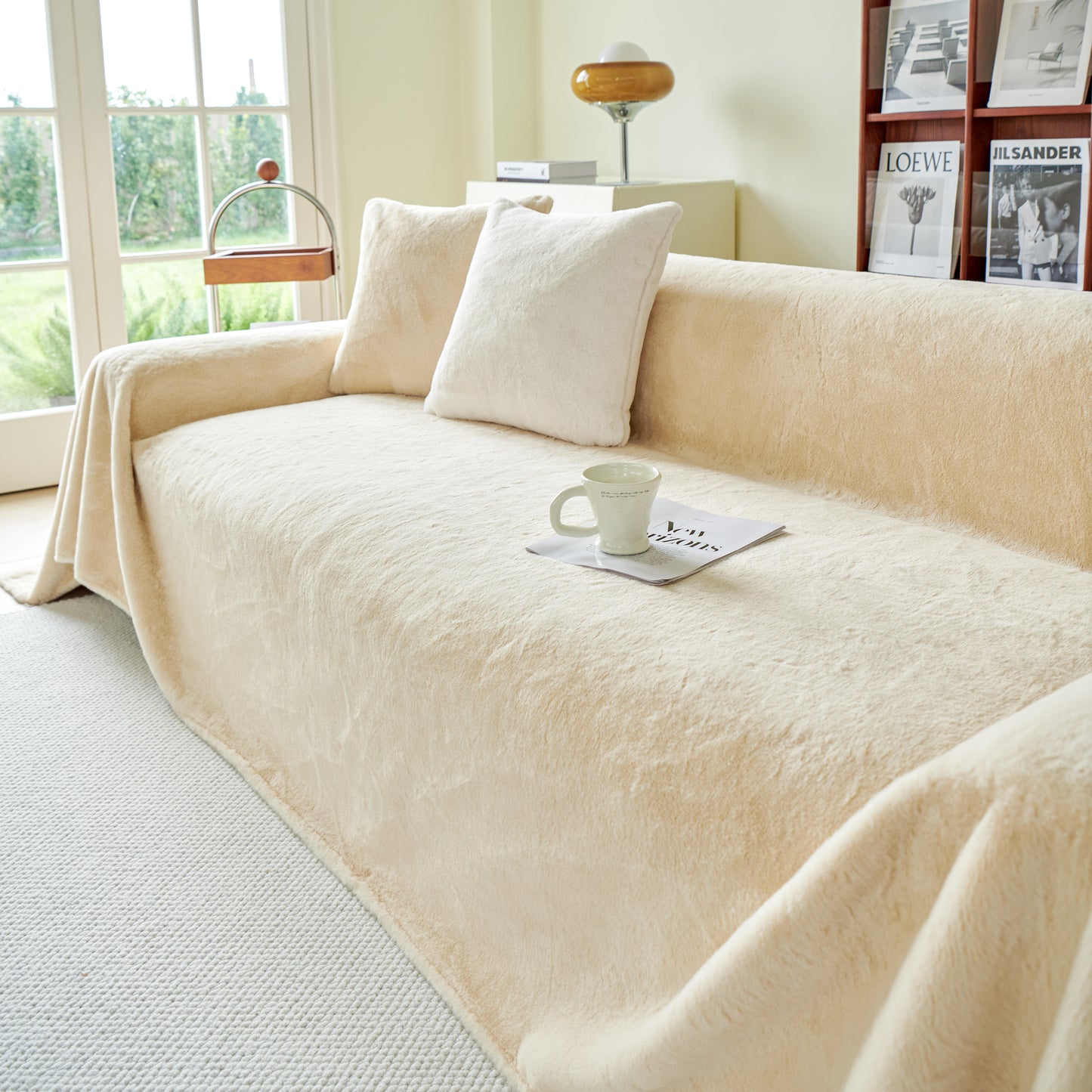 Faux Rabbit Fur Smooth Plush Comfy Couch Covers, Soft Thicked Durable Blankets and Throws for Sofas