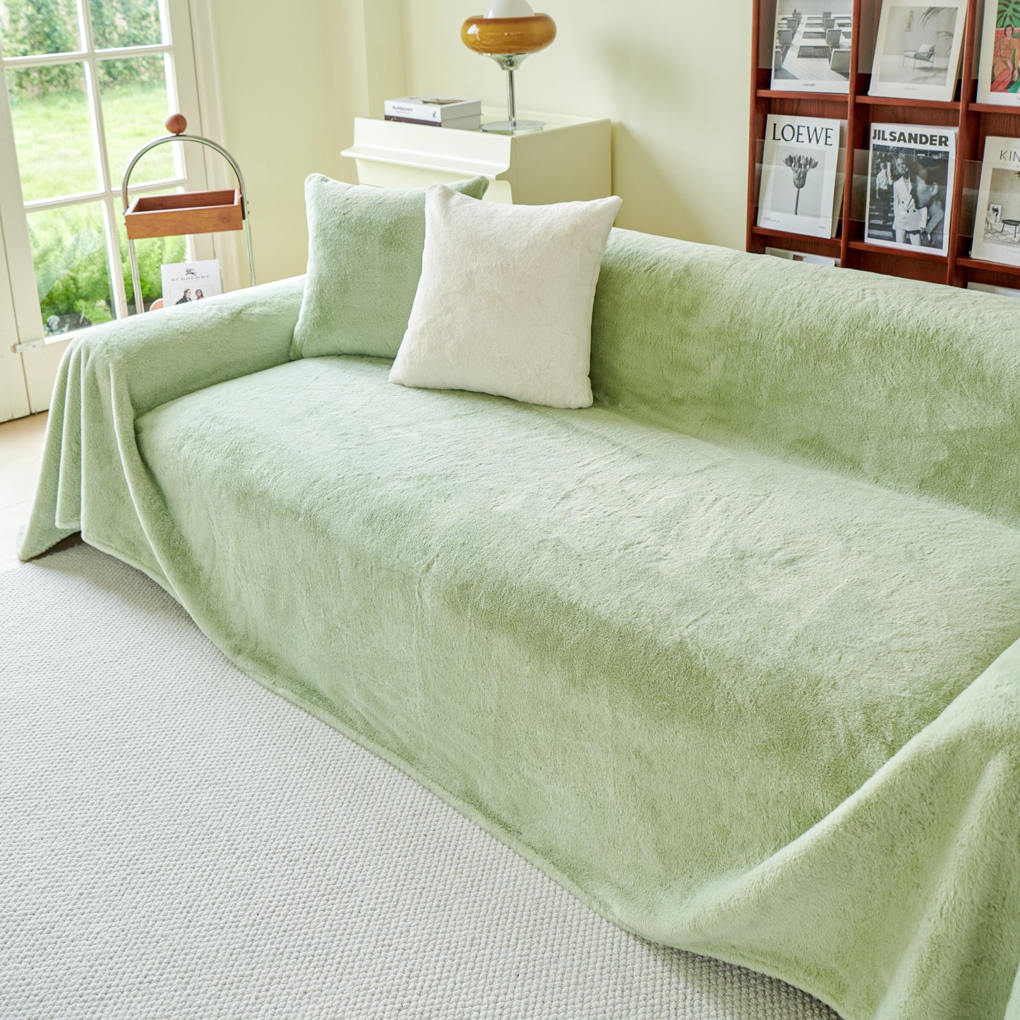 Faux Rabbit Fur Smooth Plush Comfy Couch Covers, Soft Thicked Durable Blankets and Throws for Sofas